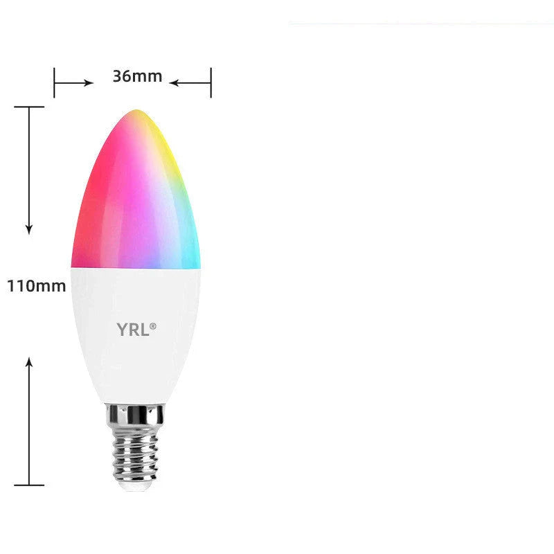 Dimmable RGB LED smart light bulb with voice control and 16 million colour options for home decor