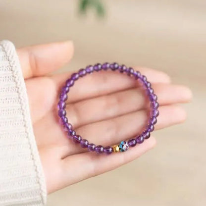 Women's lotus bracelet in nine purple colour with retro design and mixed materials