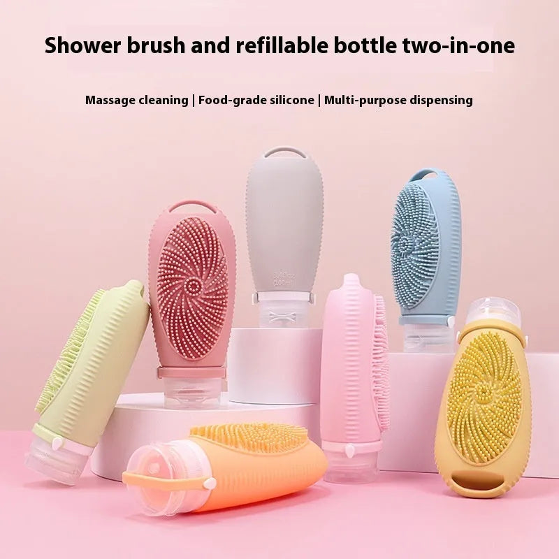 Silicone and PP bath brush storage bottle in various colours, 100ml capacity