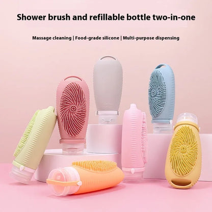 Silicone and PP bath brush storage bottle in various colours, 100ml capacity