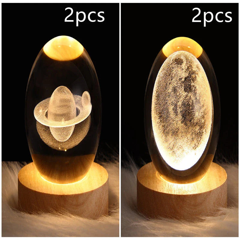 Enchanting galaxy crystal ball night light with 3D pattern, creating a mesmerizing celestial display for bedroom decor