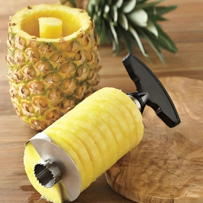 Stainless steel pineapple peeler tool with ABS handle in black, green and yellow colour options