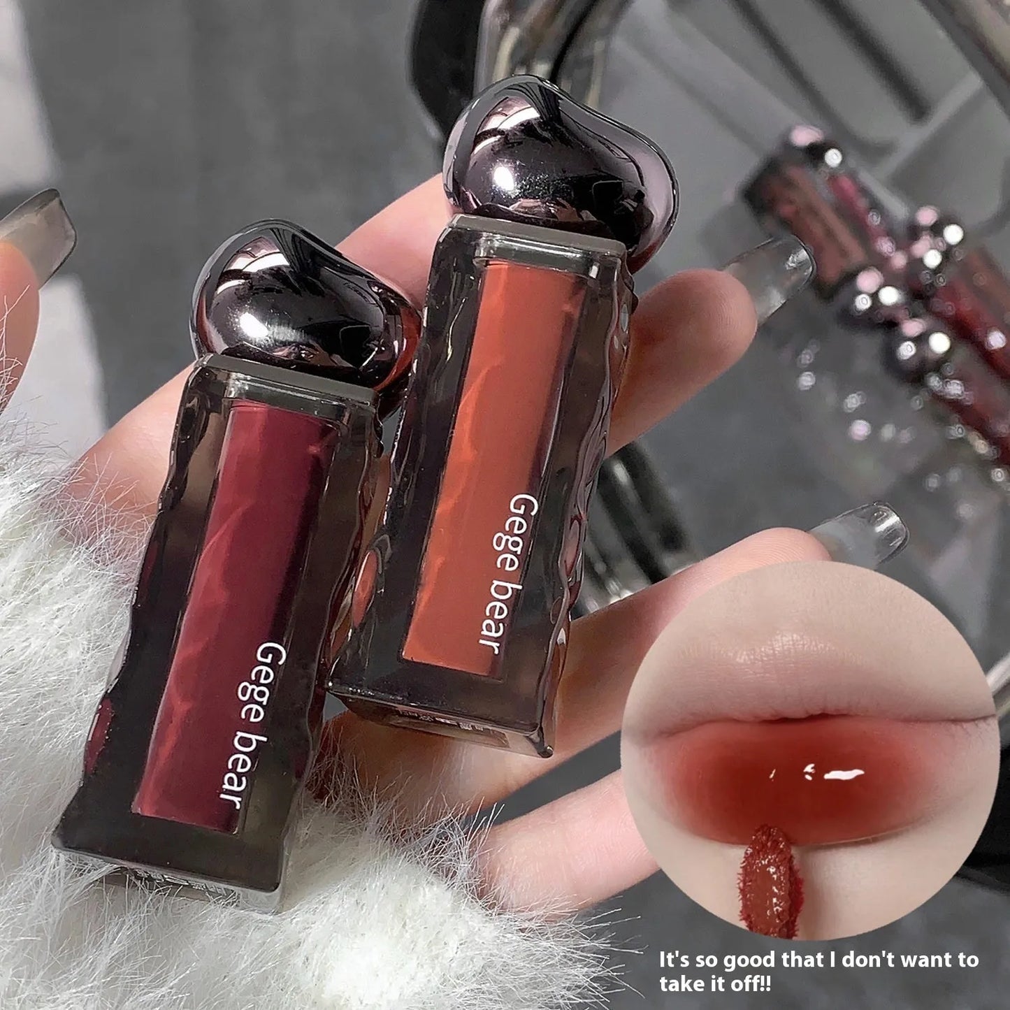 Glacier Lava Lip Lacquer water light mirror makeup in seven numbered colour options