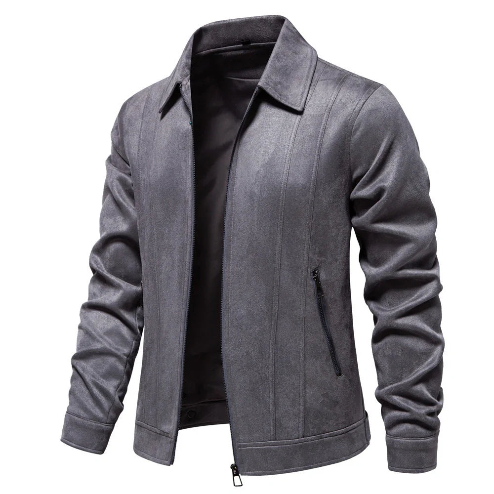 Men's stylish suede lapel zipper jacket for autumn and winter in various colours