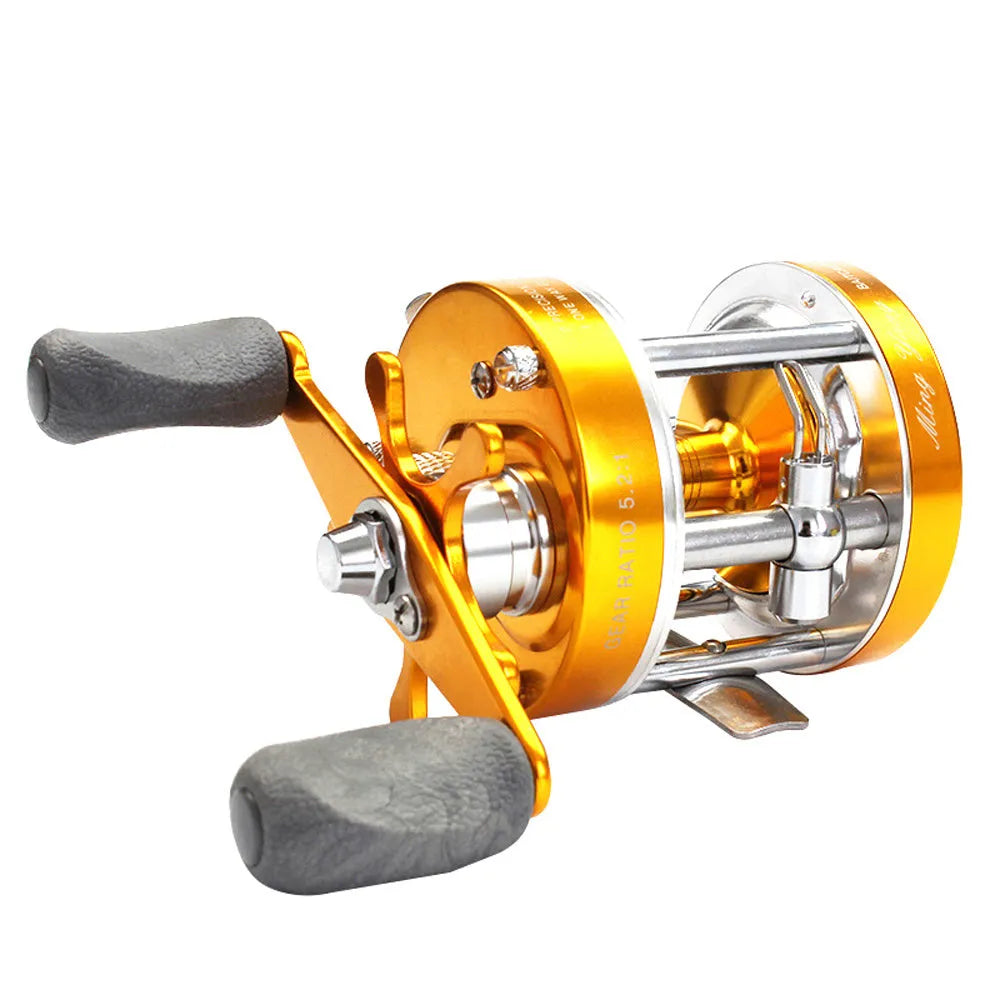 CL-60 metal double brake drum fishing reel in gun colour, gold or blue, 510g copper aluminium alloy, left or right hand
