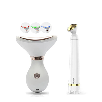 Tightening beauty instrument with USB charging and three light modes, white and gold options