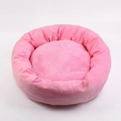 Circular cotton-filled pet dog bed with optional pillow in light grey colour