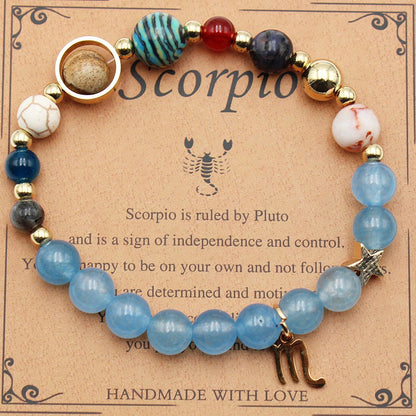 Handcrafted zodiac bracelets with natural stone beads and constellation designs