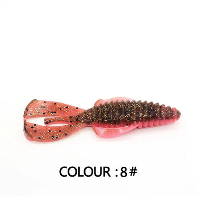 PVC soft plastic fishing lure in assorted colours showing 8cm and 12cm size options for artificial bait fishing.