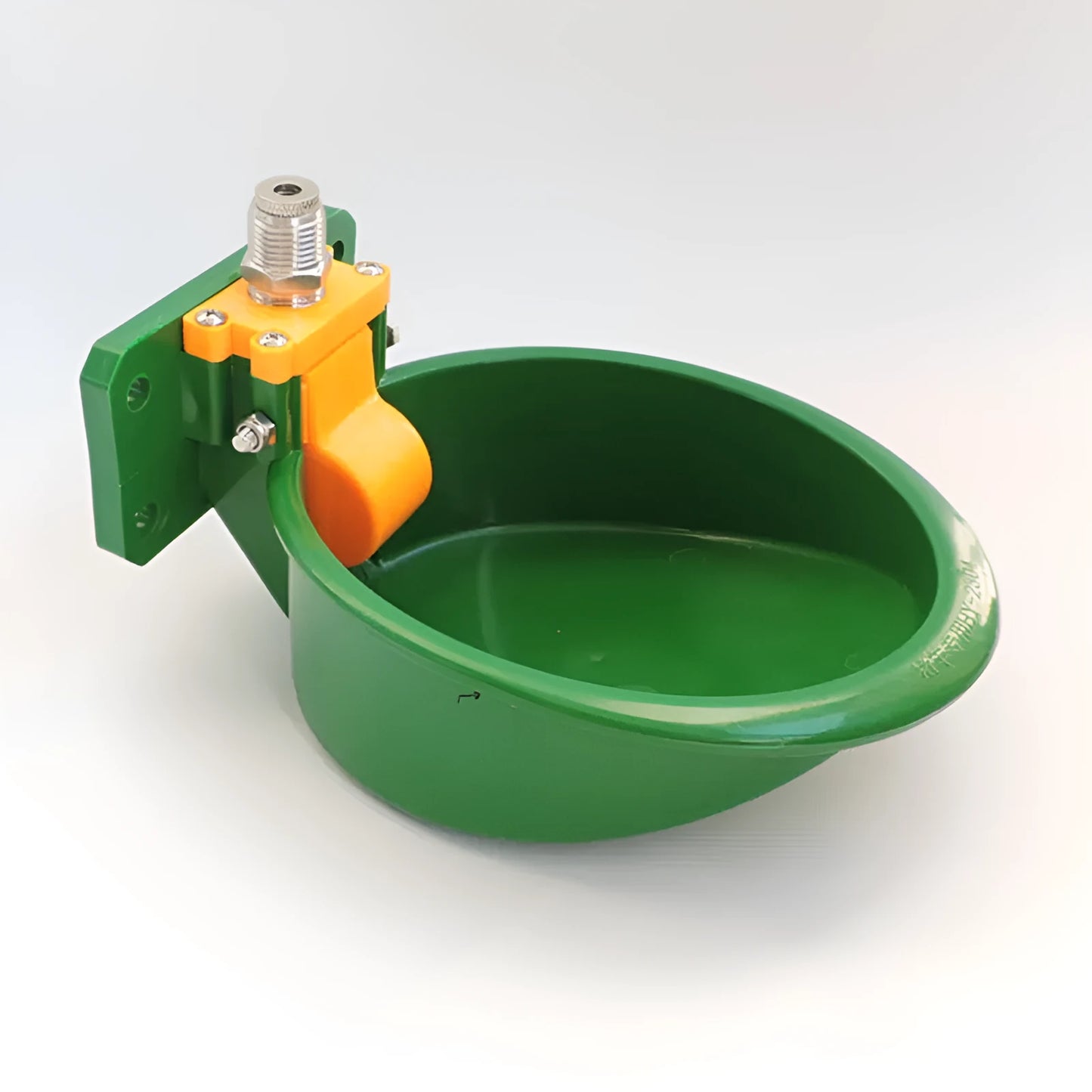 Green plastic automatic water drinking bowl for sheep and pigs on farm