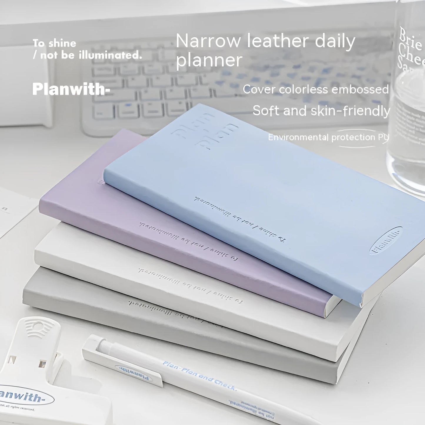 A5 embossed daily metre book notebook with 80 pages of 100g paper, showing cover colour options.