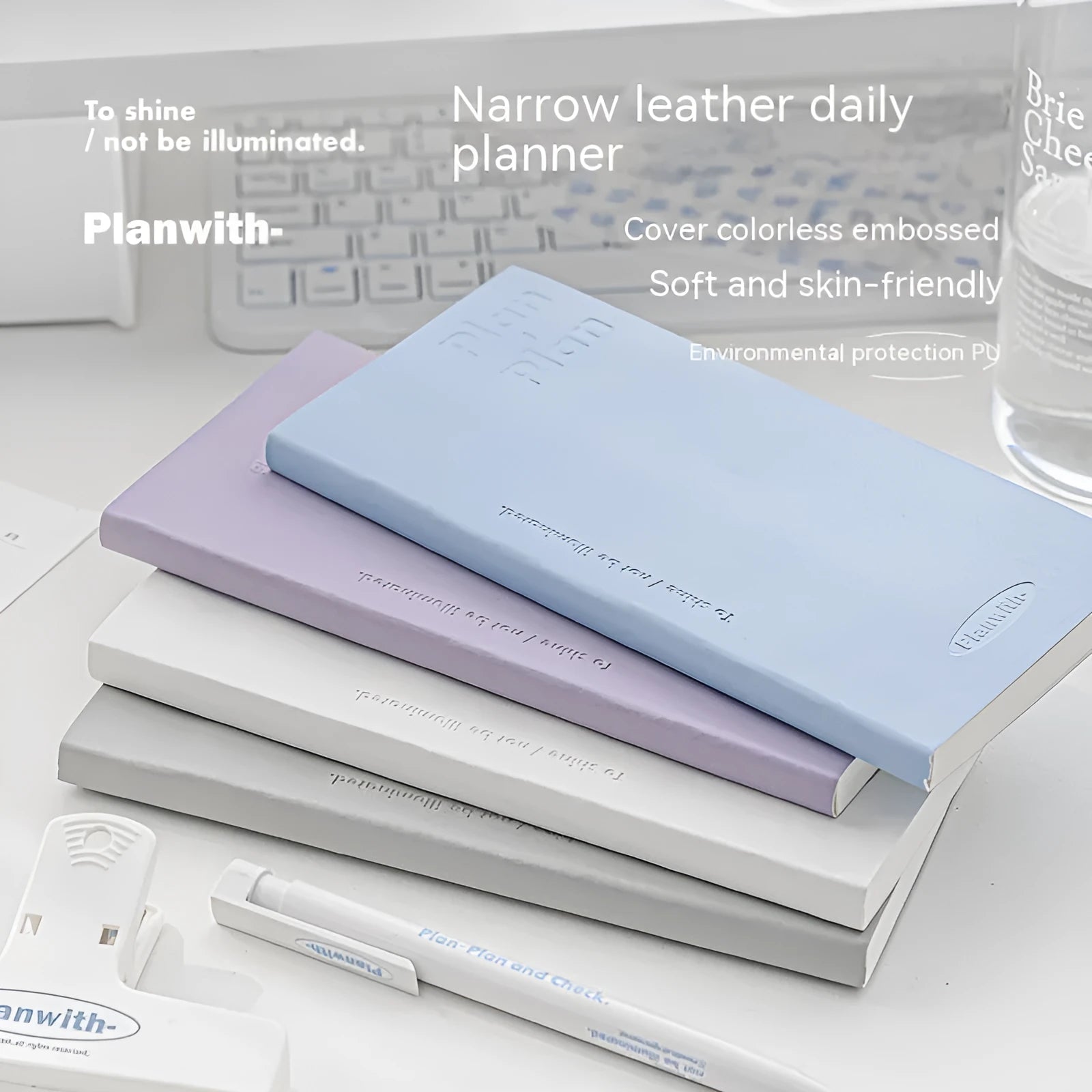 A5 embossed daily metre book notebook with 80 pages of 100g paper, showing cover colour options.