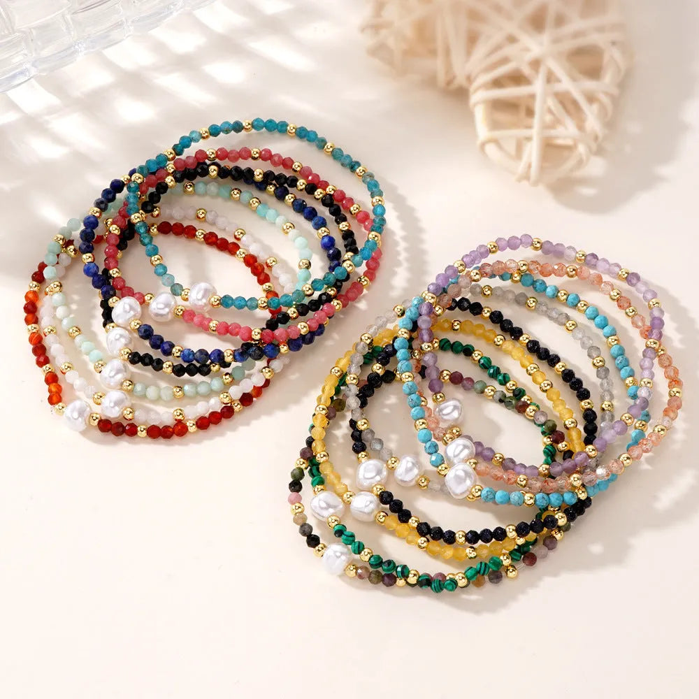 Natural stone geometric ellipse bracelet in various colour options
