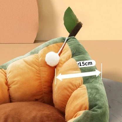 Cotton-filled cat bed house kennel in coffee or green colour showing three size options
