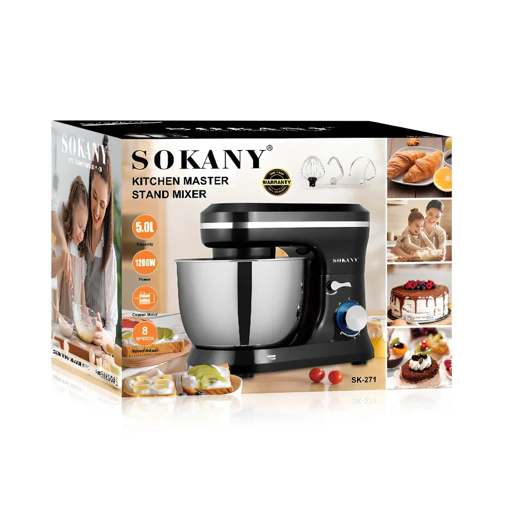 Black Chef's Cream Blender Stand Mixer on desktop, 501-1000W power, 3 gears for stirring and egg beating