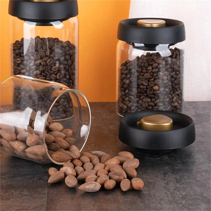 Premium vacuum sealed glass canister set for coffee and dry food storage