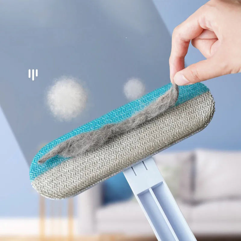 Multifunctional hair removal brush with flannel surface for pet hair and screen cleaning