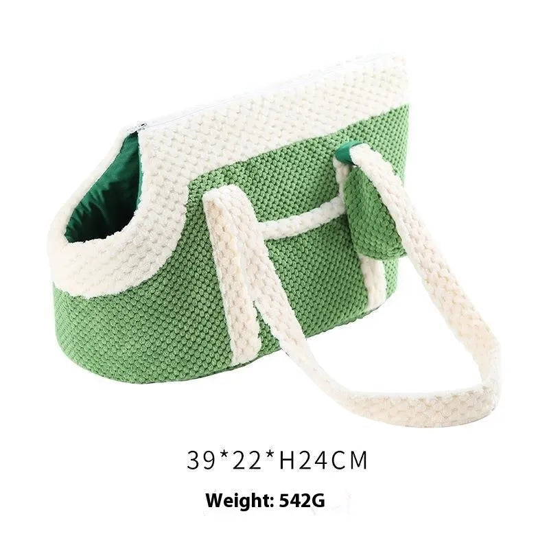 Shoulder pet carrier satchel in cartoon stripe pattern for small cats and dogs