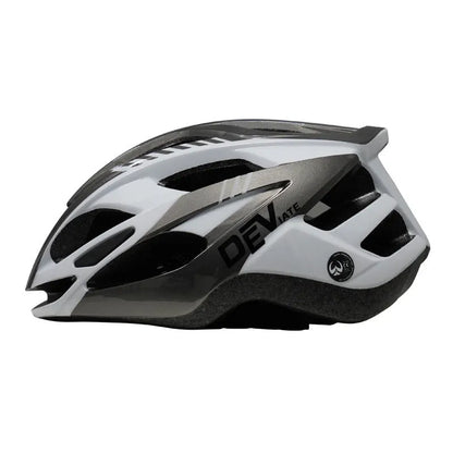 Adult plus size L cycling helmet in a choice of colours including fluorescent yellow, showing artistic graphics and breathable vents.