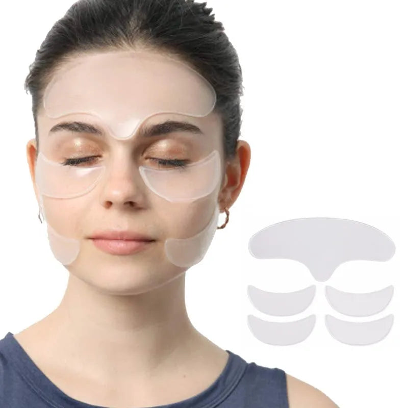 Transparent TPU silicone anti-wrinkle patches set with neck sticker, T-shape, heart and triangle designs