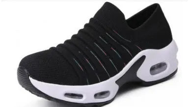Fly-knit socks shoes in light grey with a stretch mesh upper and round toe