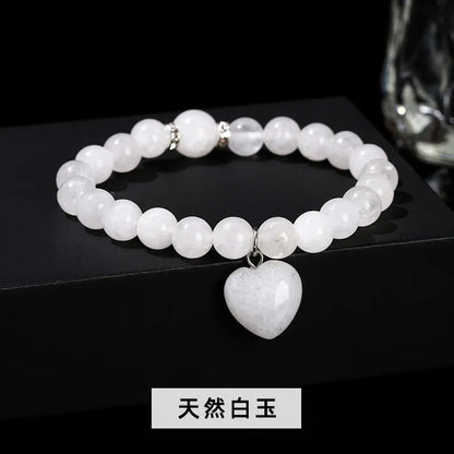 Handmade natural crystal bracelet with tigereye, aventurine, pink crystal, white jade and unakite stones