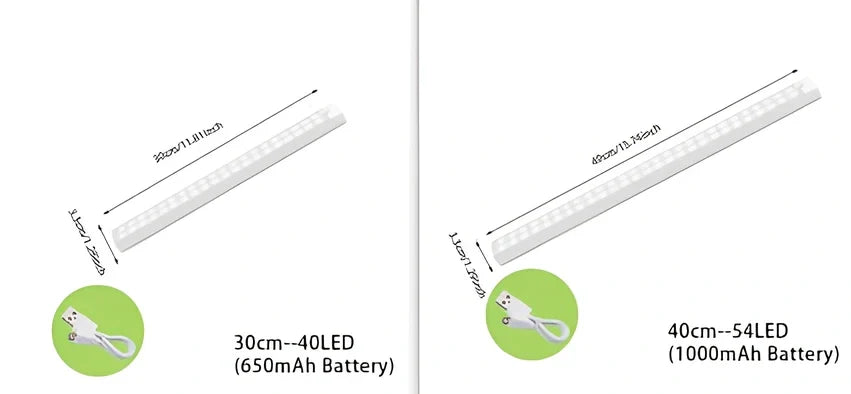 Wireless LED motion sensor night light with magnetic mounting in various sizes