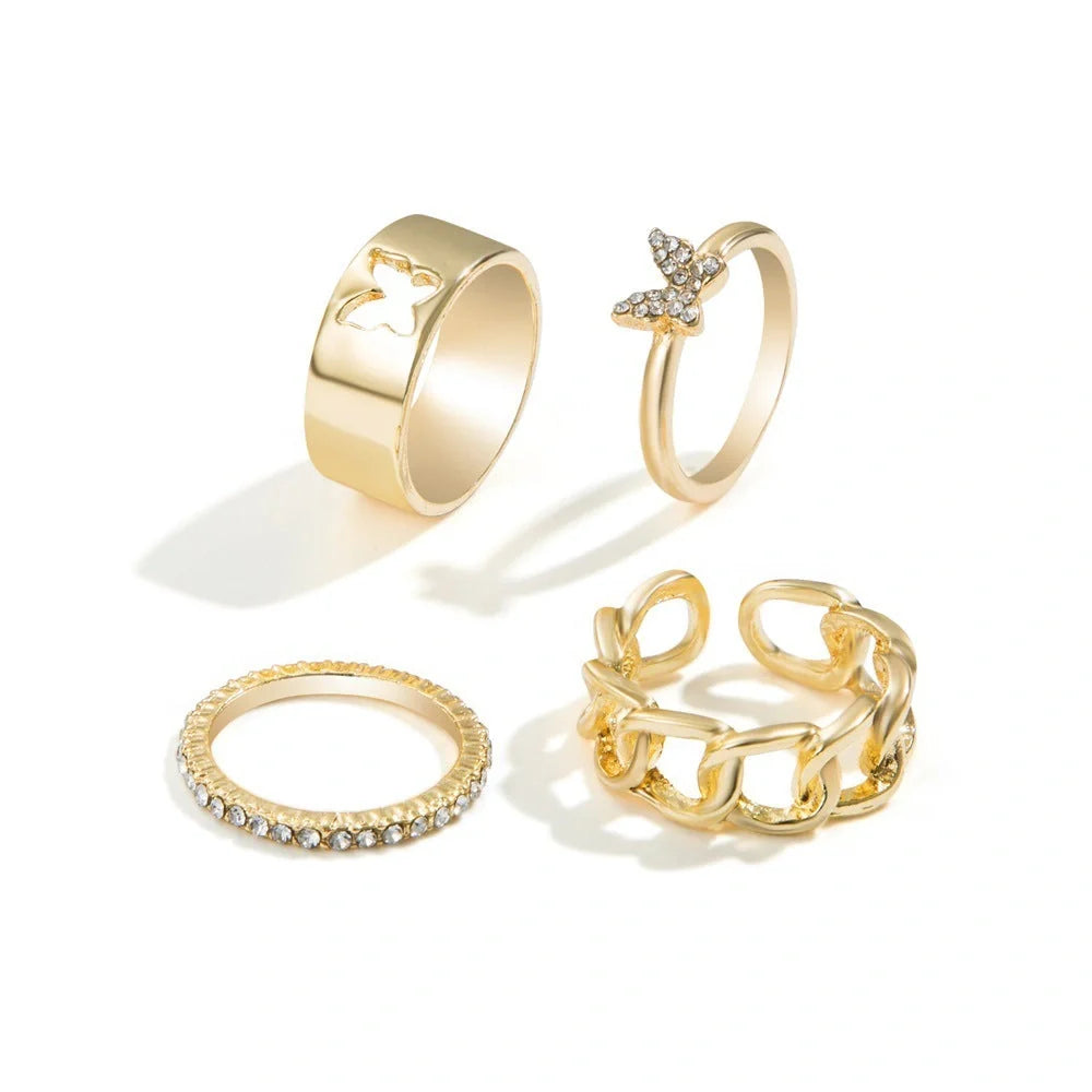 Stylish adjustable butterfly couple rings in punk design, perfect for symbolising love and individuality.