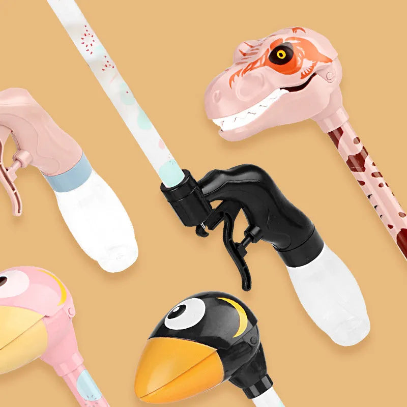 50cm dinosaur water gun for kids in pink, yellow, or blue with push spray function for summer beach and pool play