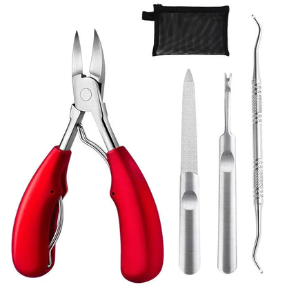 Stainless steel nail clippers set with coloured ABS handles and olecranon dead skin scissors