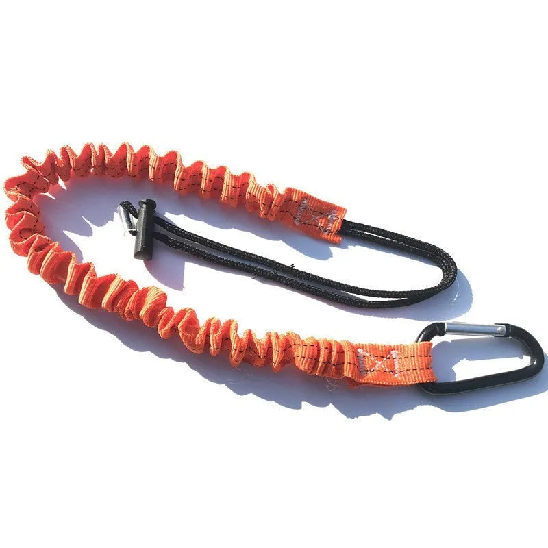 Orange 90cm fishing rod safety rope with connection hardware for 10kg fall protection