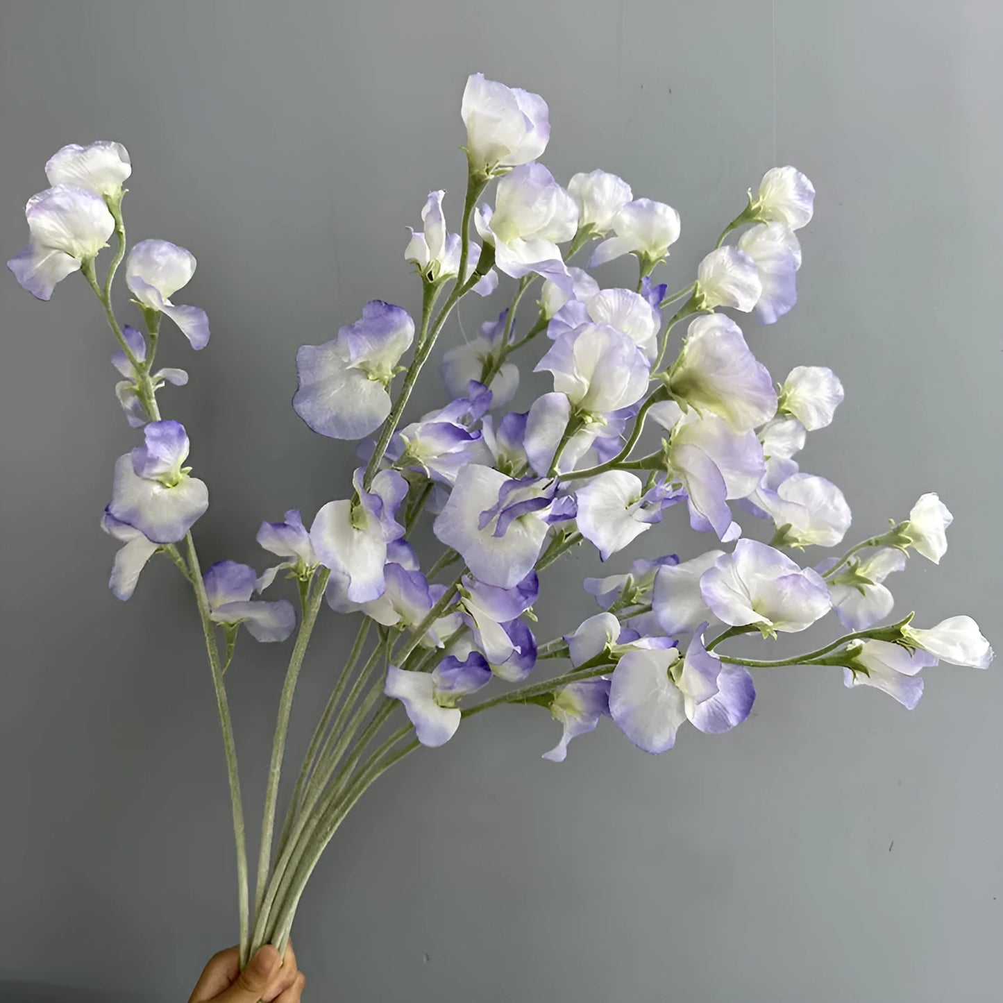 Purple flocked silk artificial fragrant pea flower standing 63cm tall