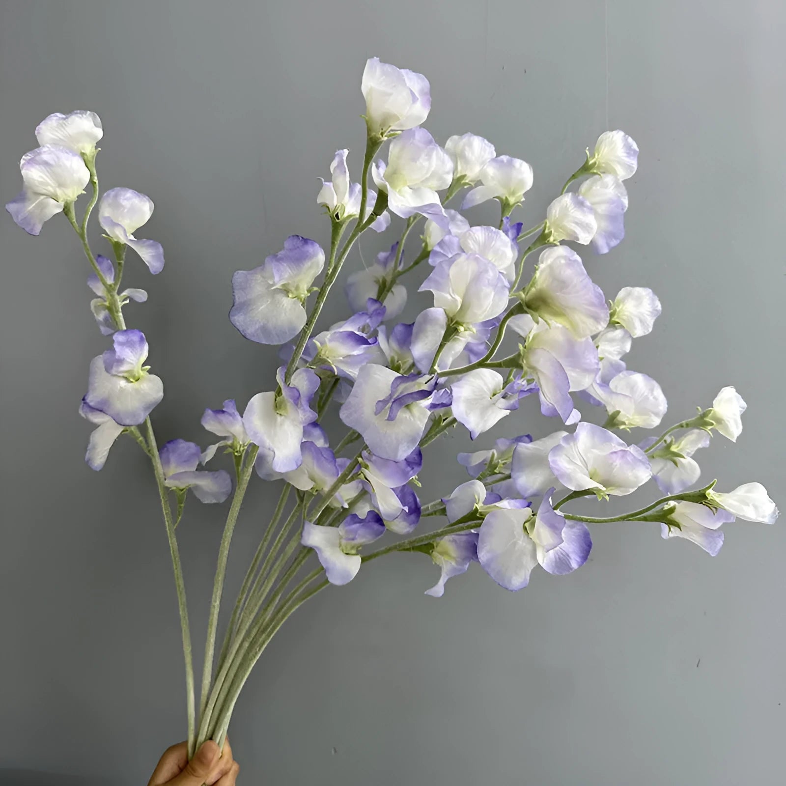 Purple flocked silk artificial fragrant pea flower standing 63cm tall