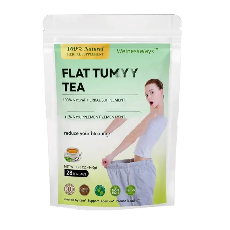 Herbal tea blend set for women with 28-day programme including slimming teas, detox teas, and beauty teas for body care with tummy tea, keto tea, teatox tea, breast tea, and whitening tea in separate tea bag packaging