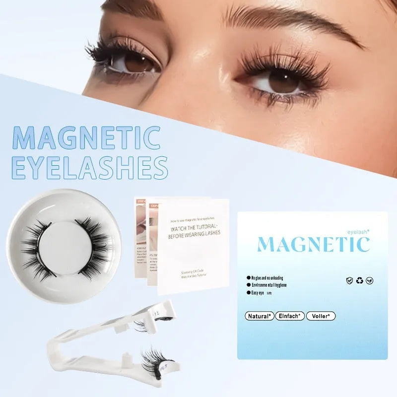 Magnetic suction false eyelashes with integrated soap holder, glue-free artificial fibre, 50g set, 75x75x25mm