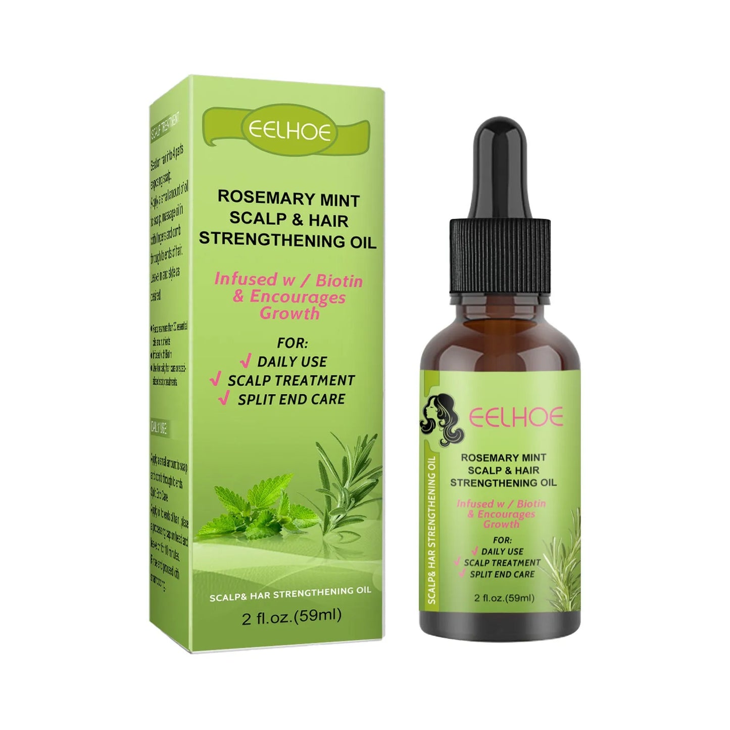 59ml rosemary mint hair growth fluid bottle with natural plant extract formula for scalp massage treatment