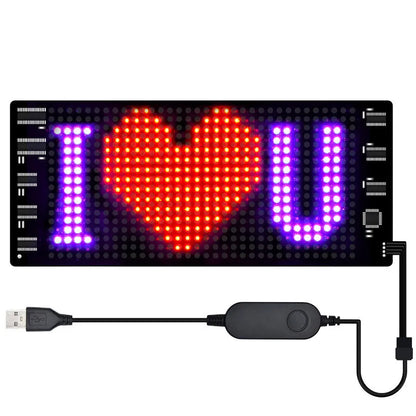 Programmable car LED sign with flexible full-colour advertising display screen showing custom text