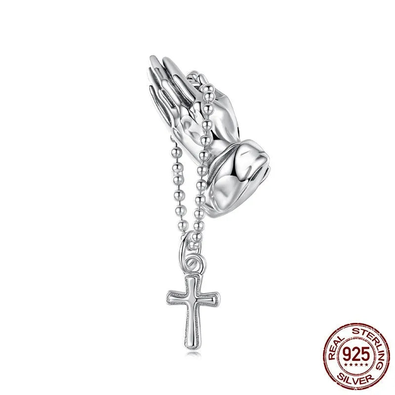 S925 sterling silver chain cross bead with pearlescent treatment, 2.8cm by 0.7cm, 0.45cm aperture, SCC3170 colour