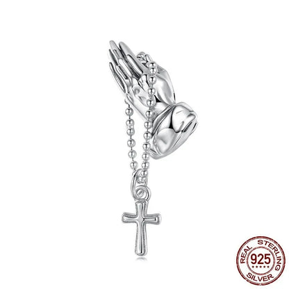S925 sterling silver chain cross bead with pearlescent treatment, 2.8cm by 0.7cm, 0.45cm aperture, SCC3170 colour
