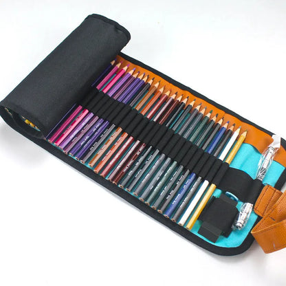 Wooden coloured pencil set with 50 colours in Grade 1 basswood barrels and wooden storage case