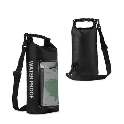 A waterproof crossbody bag in various colours, suitable for carrying a mobile phone outdoors.