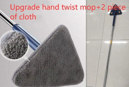 Extendable Triangle Mop with 360° rotatable head for deep cleaning floors, walls, and ceilings