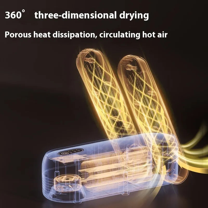 D4 black automatic shoe dryer with timer and waterproof interior