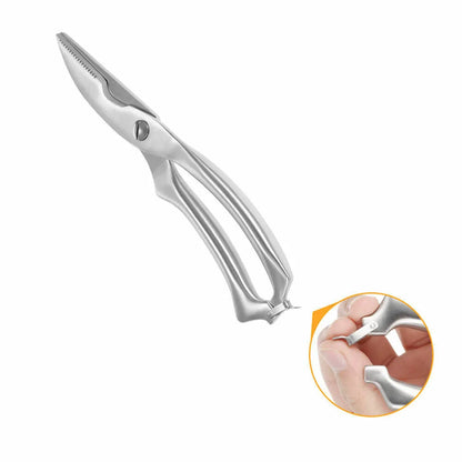 Stainless steel kitchen shears for cutting poultry and fish bones with ergonomic handle