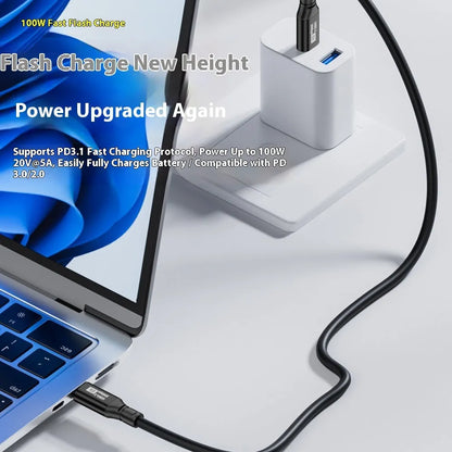 Black USB C to C HDMI cable with Type-C connectors, PVC jacket, and 8K 60Hz 20Gbps 100W ratings