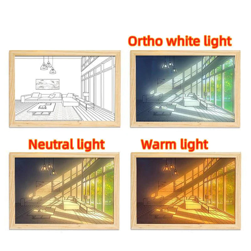 Customizable illuminated picture frame with adjustable LED lighting for home decor