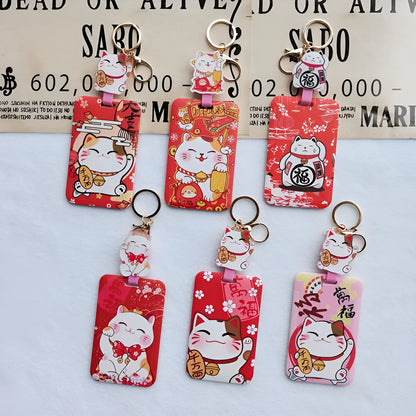 Lucky Cat plastic ferrule pendant and card sleeve set for blessing certificate display