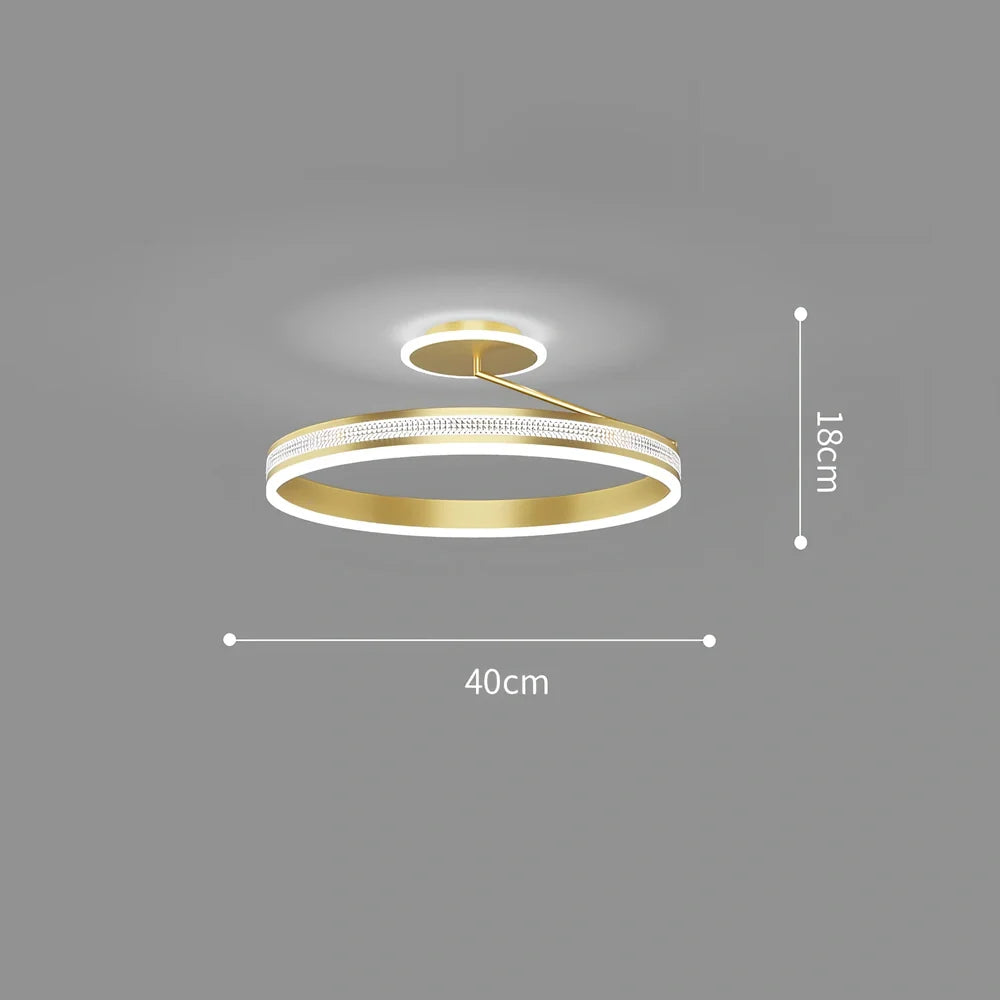 Modern circular ceiling light with iron body and PMMA lampshade in black finish