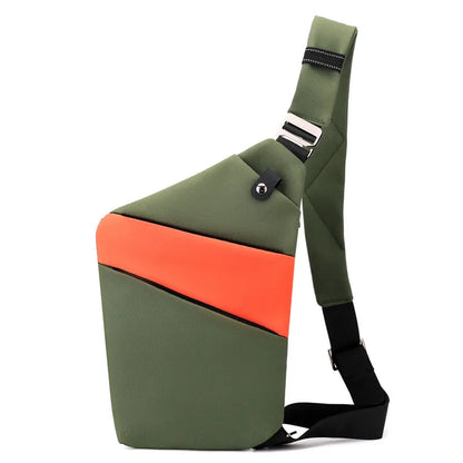 Canvas chest bag 31x20x1cm, 190g, one-shoulder crossbody with anti-radiation fabric inside, smoke black or silver grey