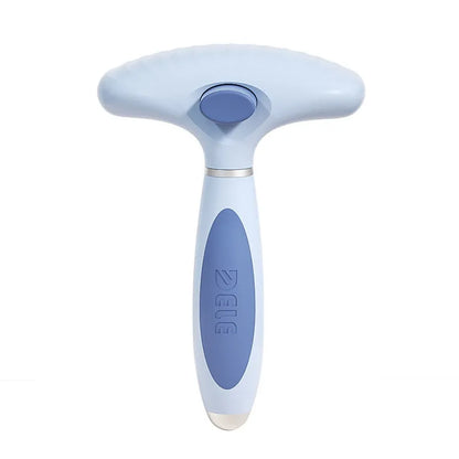 Double row napping hair removal pet comb with stainless steel teeth in azure light blue colour